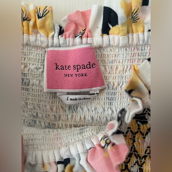 Kate Spade New York Lily Blooms Smocked Multi Floral Pastel Midi Dress - Picture 5 of 15